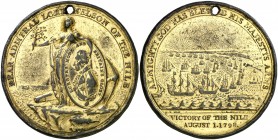 1798. Gran Bretaña. Jorge III. Batalla del Nilo. Medalla. (BMH. 447) (Eimer 890). 40,73 g. Ø47 mm. Bronce dorado. Grabador: C. H. Küchler (Forrer III,...