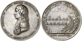 1805. Gran Bretaña. Jorge III. Almirante Nelson. Batalla de Trafalgar. Medalla. (BHM. 586). 47,90 g. Ø45 mm. Plata. Grabador: T. Wyon (Forrer VI, pág....