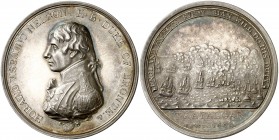 1805. Gran Bretaña. Jorge III. Almirante Nelson. Batalla de Trafalgar. Medalla. (BHM. 584A). 50,85 g. Ø48 mm. Plata. Grabador: C. H. Küchler (Forrer I...