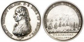 1805. Gran Bretaña. Jorge III. Almirante Nelson. Batalla de Trafalgar. Medalla. (BHM. 584A). 48,04 g. Ø48 mm. Plata. Grabador: C. H. Küchler (Forrer I...