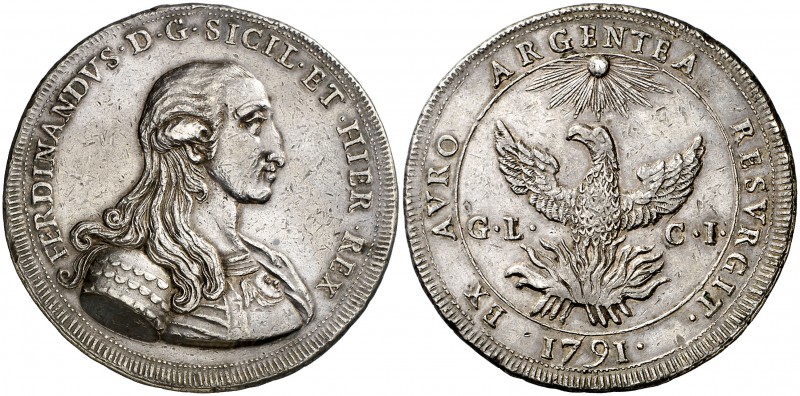 1791. Italia. Sicilia. Fernando III de Sicilia. 30 taris. (MIR. 597) (Vti. 145)....