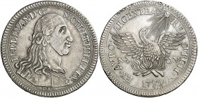 1793. Italia. Sicilia. Fernando III de Sicilia. 30 taris. (MIR. 598.1) (Vti. 146). 68,12 g. Ø48 mm. Plata. Rara. MBC+.