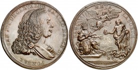 1772. Portugal. José I. Marqués de Pombal. Medalla. (MHE. 787, mismo ejemplar). 78,93 g. Ø51 mm. Bronce. Ex Elsen 13/09/2008, nº 2092. Rara. EBC.
