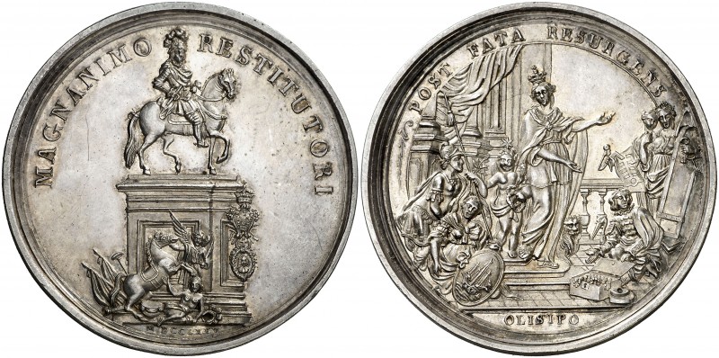 1775. Portugal. José I. Reconstrucción de Lisboa después del terremoto. Medalla....