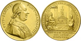 Pio VI (Giovanni Angelo Braschi di Cesena), 1775 – 1799.

Medaglia anno VIII/1782, AV 32,09 g. Ø 39,6 mm. Viaggio a Vienna e visita alla città di Au...