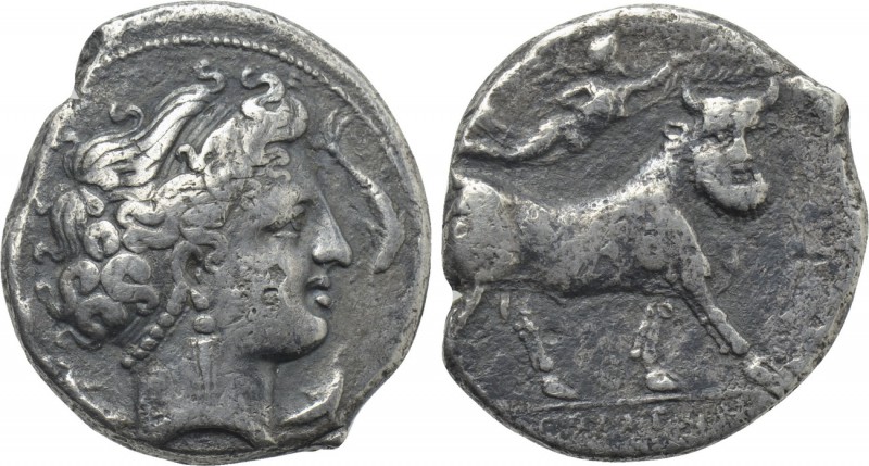 CAMPANIA. Neapolis. Nomos (Circa 300 BC). 

Obv: Diademed head of nymph right;...
