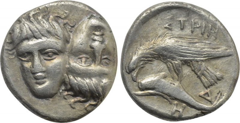 MOESIA. Istros. Drachm (4th century BC).

Obv: Facing male heads, the right in...