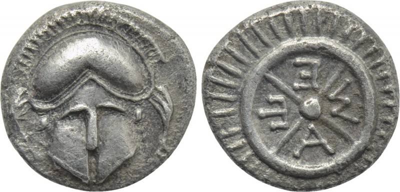 THRACE. Mesambria. Diobol (Circa 4th century BC). 

Obv: Facing Corinthian hel...
