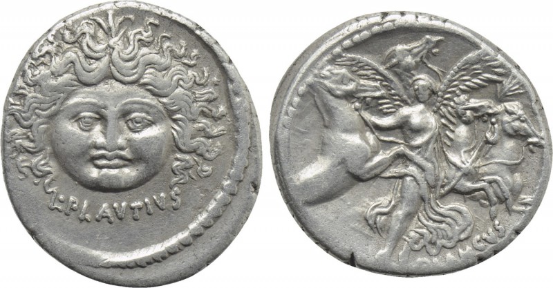 L. PLAUTIUS PLANCUS. Denarius (47 BC). Rome.

Obv: L PLAVTIVS.
Facing head of...