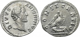 DIVUS ANTONINUS PIUS (Died 161). Denarius. Rome. Struck under Marcus Aurelius.