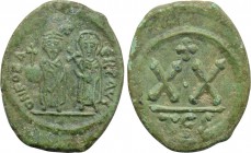 PHOCAS with LEONTIA (602-610). Half Follis. Thessalonica.