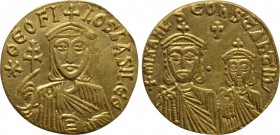 THEOPHILUS with CONSTANTINE and MICHAEL II (829-842). GOLD Solidus. Constantinople.