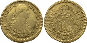 COLOMBIA. Carlos IV (1788-1808). GOLD Escudo (1807 P-JF). Popayán.