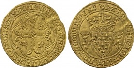 FRANCE. Charles VII (1422-1461). GOLD Écu d'or à la couronne. Montpellier.