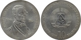 GERMANY. German Democratic Republic. 10 Mark (1976). Berlin. Commemorating the 150th Anniversary of the Death of Weber.