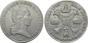 HOLY ROMAN EMPIRE. Franz II (1792-1805). Kronentaler (1792-M). Milano.