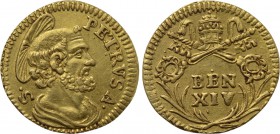 ITALY. Papal States. Benedictus XIV (1740-1758). GOLD 1/2 Scudo Romano.