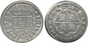 SPAIN. Felipe V (First reign, 1700-1724). 2 Reales (1721 S-J). Sevilla.