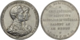 GERMANY. Brandenburg-Preußen. Wilhelm II (1888-1918). Silver Medal. By E. Weigand. Commemorating the Golden Wedding.
