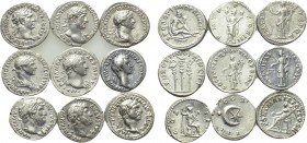 9 Denari of Nerva, Trajan and Hadrian.