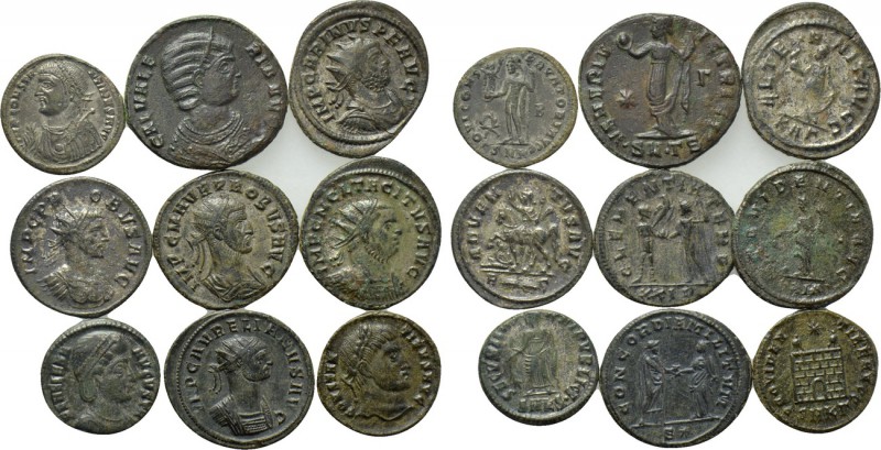 9 Roman coins. 

Obv: .
Rev: .

. 

Condition: See picture.

Weight: g....