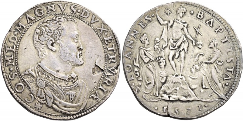 III periodo: granduca, 1569-1574. 

Mezza piastra 1571, AR 16,24 g. COS MED MA...