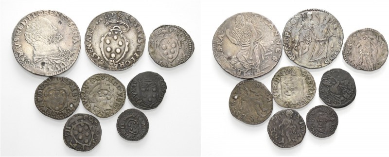 Lotto di otto monete. Cosimo I de’Medici, 1537-1574. 

Testone AR, Galeotti XV...