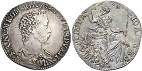 Francesco I de’Medici, 1574-1587. 

Testone 1574, AR 9,13 g. FRANC MED MAGNVS ETRVRIAE DVX II Busto a d. Rv. S – IOANNES – BAPTISTA S. Giovanni sedu...