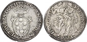 Francesco I de’Medici, 1574-1587. 

Giulio 1574, AR 3,04 g. FRAN M MAGN – ETRVRIÆ DVX II Stemma coronato entro cartella; sopra, nel giro, 1574. Rv. ...