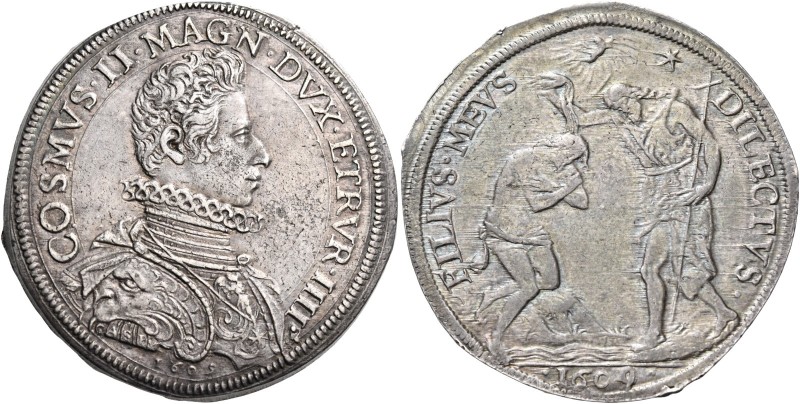 Cosimo II de’Medici, 1609-1621. 

Piastra 1609, AR 32,4 8g. COSMVS II MAGN DVX...