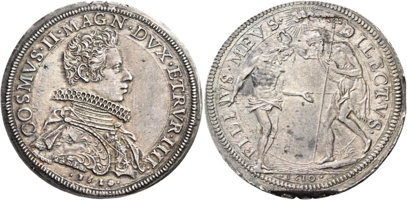 Cosimo II de’Medici, 1609-1621. 

Piastra 1610, AR 32,37 g. COSMVS II MAGN DVX...