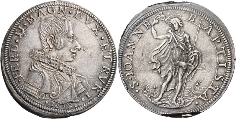 Ferdinando II de’Medici 1621-1670. 

Piastra 1638, AR 32,68 g. FERD II MAGN DV...