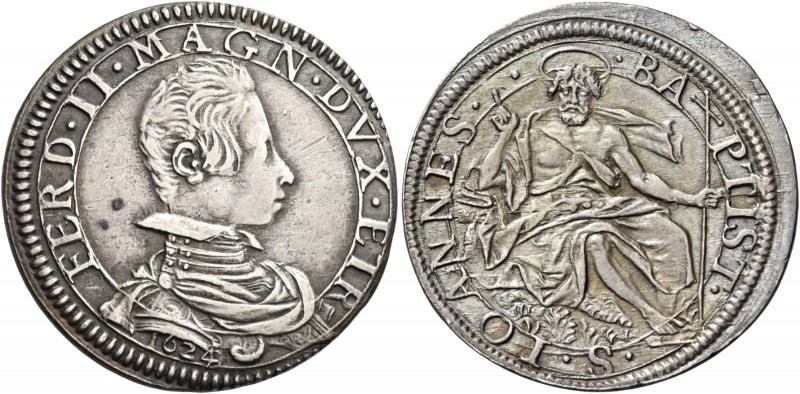 Ferdinando II de’Medici 1621-1670. 

Testone 1624, AR 9,14 g. FERD II MAGN DVX...