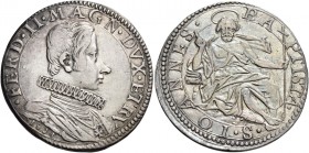 Ferdinando II de’Medici 1621-1670. 

Testone 1634, AR 9,15 g. FERD II MAGN DVX ETRV Busto corazzato a d.; sotto, nel giro, 1634. Rv. S IOANNES – BA ...