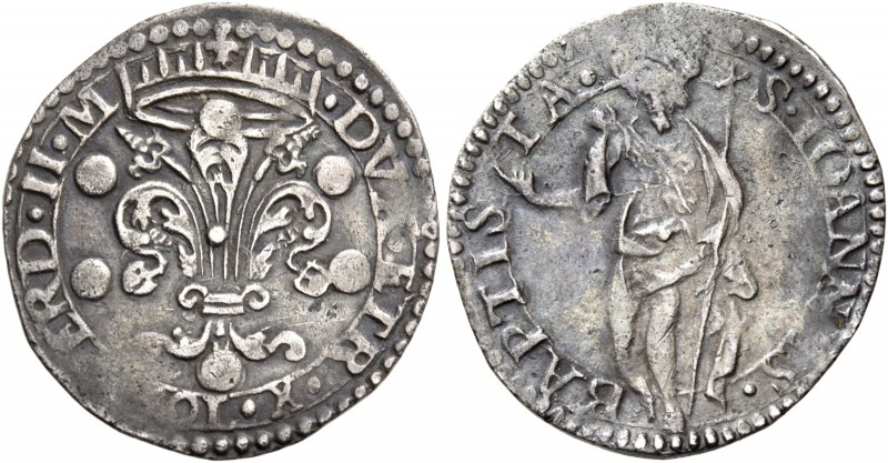Ferdinando II de’Medici 1621-1670. 

Carlino da 10 soldi o mezza lira, AR 2,32...