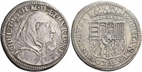 Cristina di Lorena granduchessa e vedova di Ferdinando I de’Medici, 1630. 

Quarto di ducatone o testone 1630, AR 8,70 g. CHRIST LOTH M D ETRVR D M ...
