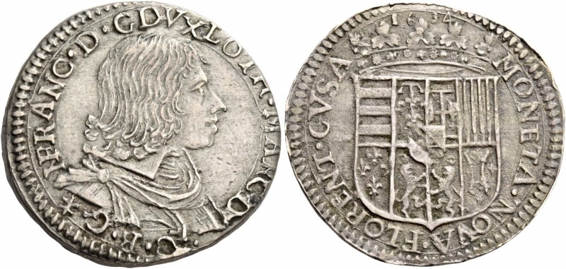 Nicola Francesco di Lorena, 1634-1635. 

Quarto di ducatone o testone 1634, AR...