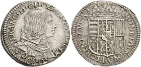 Nicola Francesco di Lorena, 1634-1635. 

Quarto di ducatone o testone 1634, AR 8,65 g. NFRANC D G DVX LOTH MARC D – C B C Busto drappeggiato e coraz...