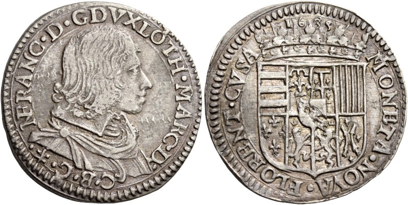 Nicola Francesco di Lorena, 1634-1635. 

Quarto di ducatone o testone 1635, AR...