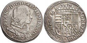 Nicola Francesco di Lorena, 1634-1635. 

Quarto di ducatone o testone 1635, AR 8,79 g. NFRANC D G DVX LOTH MARC D – C B C Busto drappeggiato e coraz...