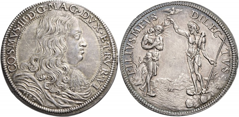 Cosimo III de’Medici, 1670-1723. 

Piastra 1680, AR 31,25 g. COSMVS III D G MA...