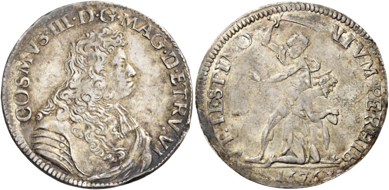 Cosimo III de’Medici, 1670-1723. 

Lira 1676, AR 4,46 g. COSMVS III D G MAG D ...