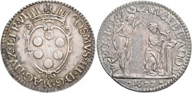 Cosimo III de’Medici, 1670-1723. 

Giulio 1676, AR 2,91 g. COSMVS III D G MAG D ETRVR VI Stemma coronato. Rv. ECCE – ANCILLA – DOMINI Scena dell’Ann...