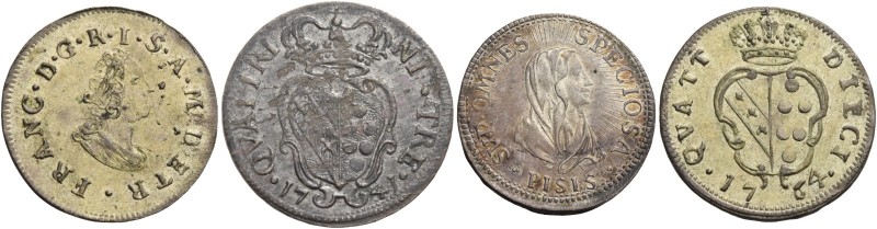 Lotto di tre monete. Francesco II di Lorena, 1737-1765. 

Da 10 quattrini 1764...