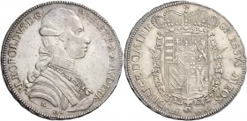 Pietro Leopoldo di Lorena, 1765-1790. 

Francescone 1785, AR 27,27 g. P LEOPOLDVS D – G P R H ET B A A M D ETR Busto corazzato a d. con collare del ...