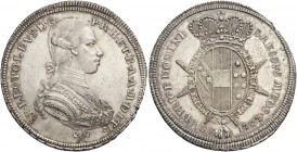 Pietro Leopoldo di Lorena, 1765-1790. 

Mezzo francescone 1787, AR 27,31 g. P LEOPOLDVS D G – P R H ET B A A M D ETR Busto corazzato a d. con collar...
