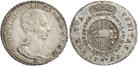 Ferdinando III di Lorena, 1790-1801 e 1814-1824. I periodo: 1790-1801. 

Mezzo paolo 1791, AR 5,43 g. FER III D G P R H ET B A A M D ETR Busto a d.;...