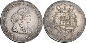 Carlo Ludovico di Borbone reggenza di Maria Luigia, 1803-1807. 

Dena 1807. Pagani 27. MIR 423.
Patina di medagliere, q.Spl / Spl