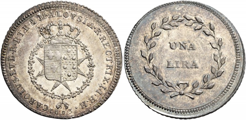 Carlo Ludovico di Borbone reggenza di Maria Luigia, 1803-1807. 

Lira 1803. Pa...