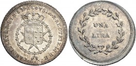 Carlo Ludovico di Borbone reggenza di Maria Luigia, 1803-1807. 

Lira 1803. Pagani 36. MIR 427.
Patina di medagliere, q.Fdc